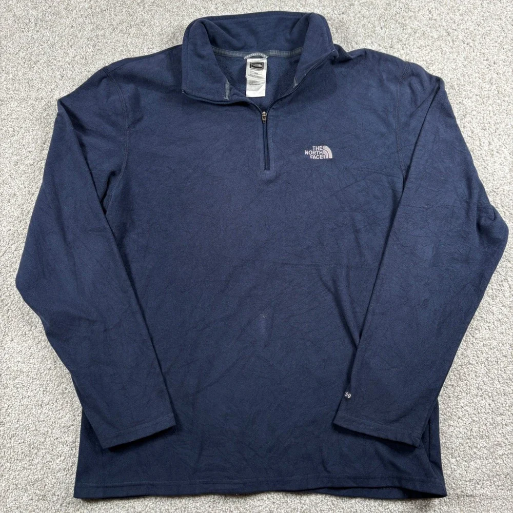 The North Face Fleece Pullover Mens Medium Navy Blue TKA 100 Quarter Zip